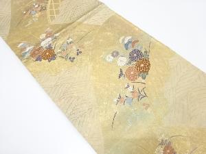 変わり青海波に秋草模様織り出し袋帯